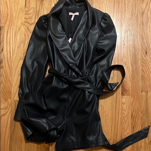 BCBGeneration Dark Navy Leather Romper - NEW with Tags - Picture 1 of 3